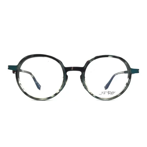 J. F. Rey Eyeglasses Frames JF2977 9022 Green Tortoise Round Full 50-22-148