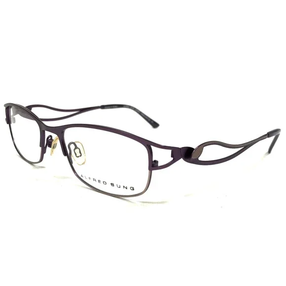 Alfred Sung Eyeglasses Frames AS4995 PLM CEN Purple Plum Wavy Arms 49-17-135