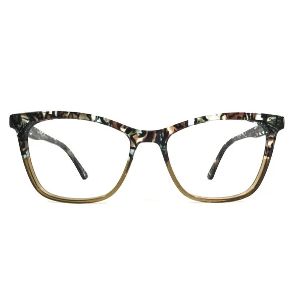 Adin Thomas Eyeglasses Frames AT-580 C3 Blue Brown Marble Cat Eye 52-17-140