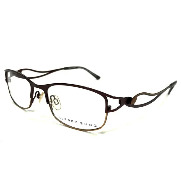Alfred Sung Eyeglasses Frames AS4995 BRN CEN Brown Bronze Rectangular 49-17-135