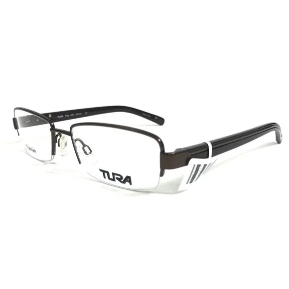 Tura Eyeglasses Frames T125 BRN Brown Rectangle Half Rim Titanium 54-18-140