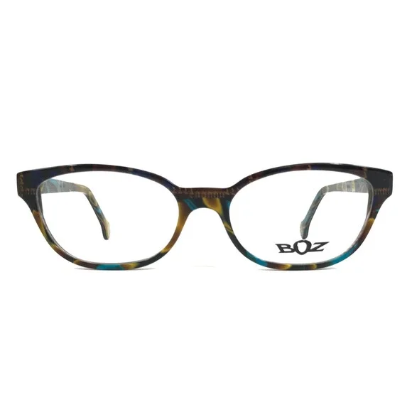 BOZ Eyeglasses Frames VANINA 7323 Brown Plaid Blue Yellow Marble 52-16-145