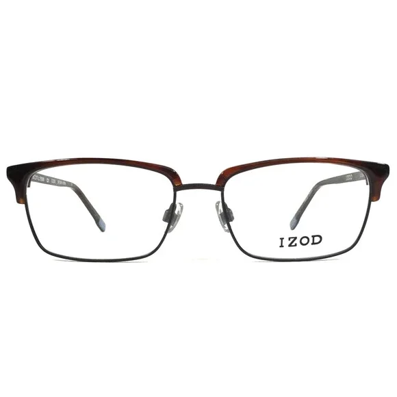 IZOD Eyeglasses Frames IZ2091 BROWN HORN Rectangle Full Rim 56-17-150