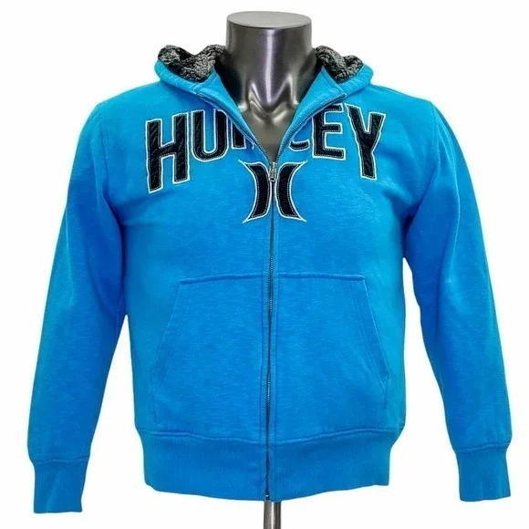 HURLEY Blue Plush Lined Full Zip Sweatshirt
