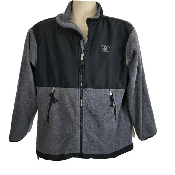 Beverly Hills Polo Club Jacket Embroidered Black Zip-Up Youth Size‎ Large 14/16