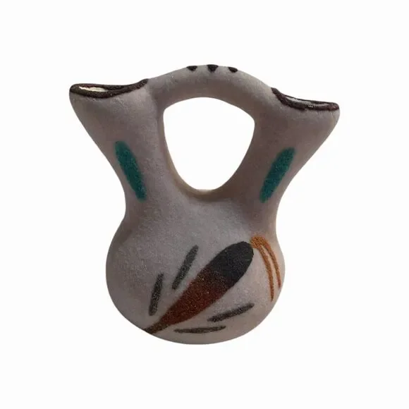 Vintage Mini Wedding Vase Southwestern Double Spout Pottery Decor