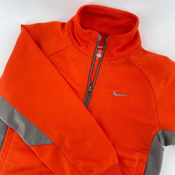 Nike Track‎ Jacket Full Zip Athletic Warm Up Orange Gray Size 5
