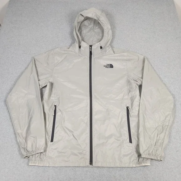 North Face Windbreaker Mens Medium Gray Light Packable Fullzip Hooded Ripstop