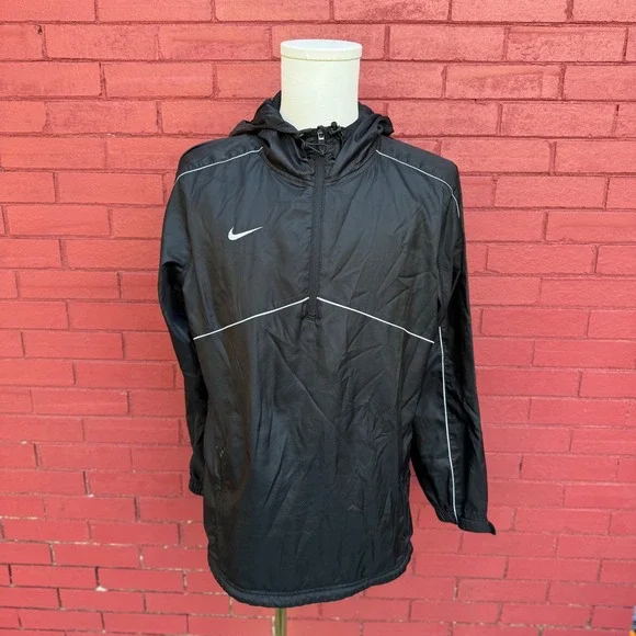 Y2K Nike‎ Black Hooded Half Zip Pullover Jacket Mens Size XS Streetwear Athletic