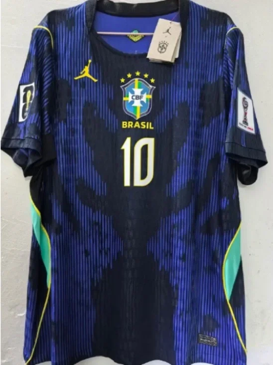 Jordan Brazil #10 Soccer Jersey in Navy, Teal & Yellow