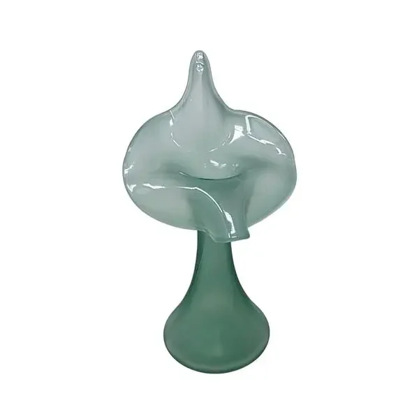1990s Fenton Seafoam Green Jack in the Pulpit Satin Glass Vase 11