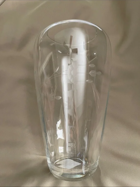 Clear Etched Glass Bud Vase - Elegant Floral Design
