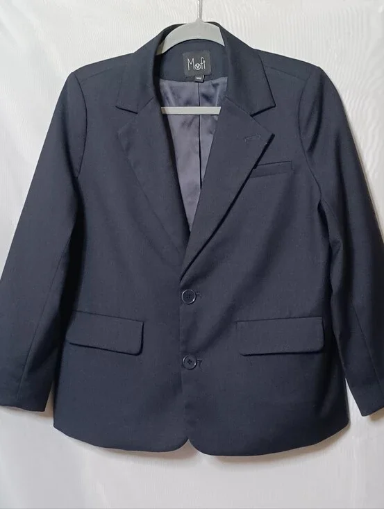 Mofi Boy's Navy Blue Two Button Front Blazer. 16W