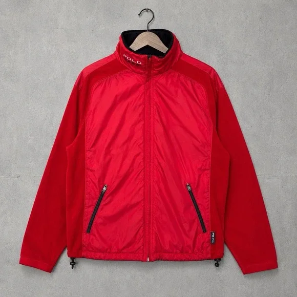 Vintage Polo Sport Ralph Lauren Fleece Lined Jacket Men's XL Red Full Zip