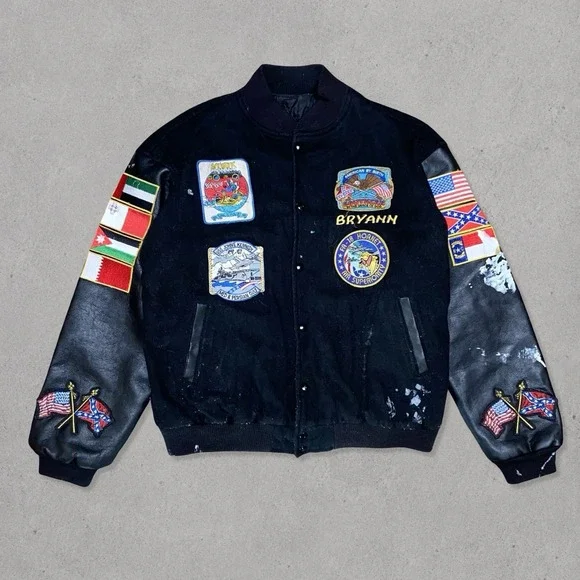 Vintage USS John F. Kennedy CV-67 Persian Gulf Cruise Varsity Jacket XL Black US
