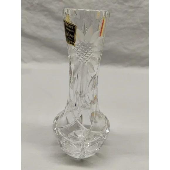 Margaret‎ Handcut Sunflower Lead Crystal Bud Vase West Germany Over 24% Pbo