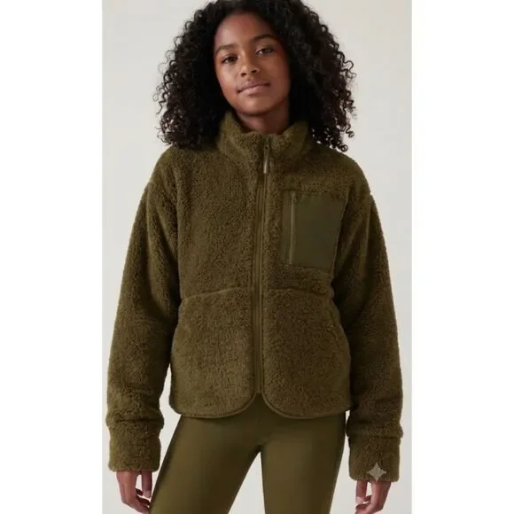 Athleta 2023 So Toasty High Pile Fleece Sherpa Jacket Girl's Size 12