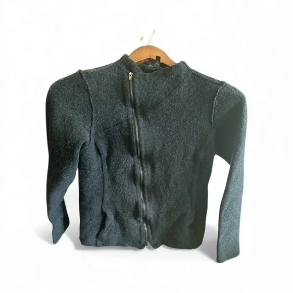 Eileen Fisher Charcoal Zipper Cardigan kids size large