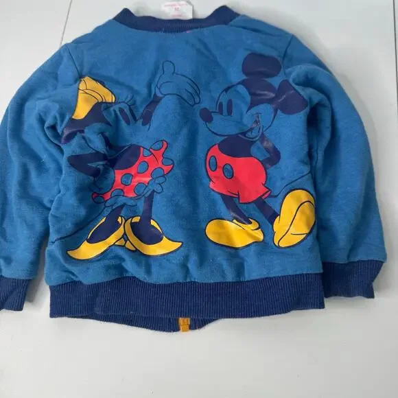 Vintage Mickey & Minnie Mouse Reversible Zip Up Sweatshirt Toddler 2T