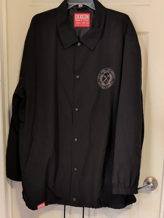Mens DIXXON Black Coach Jacket with Chest Emblem Size 3XL