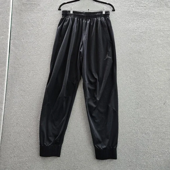 Jordan Men Activewear Pants L Black Jogger Logo Pockets Mid Rise 30