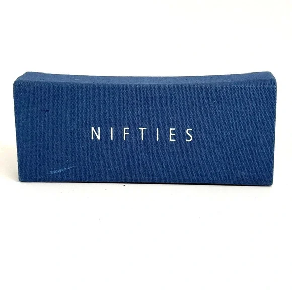 Nifties Eyeglass Case Navy Blue Red Velvet Lining Collapsible Hard Shell