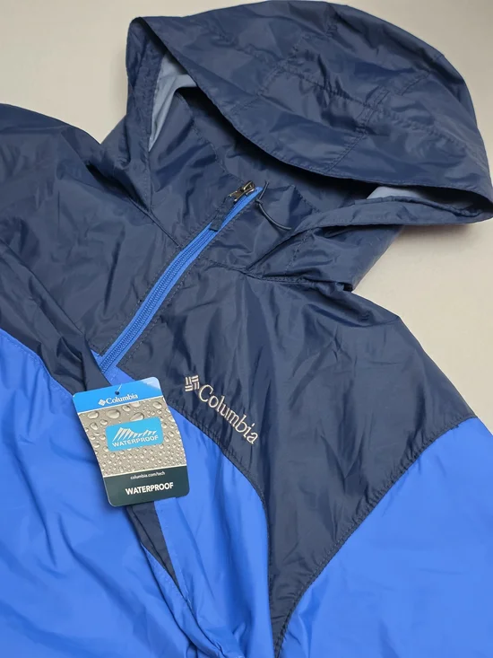 Columbia Waterproof Blue Hooded Rain Jacket