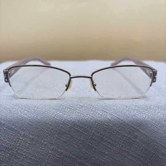 Jenny Lynn Bliss Semi Rimless Eyeglasses Gunmetal Mauve Crystal 50-18-138 Y2K