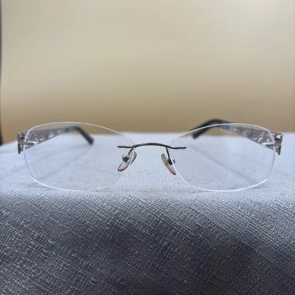 Y2K Office Siren Rimless Filigree Eyeglasses Bronze Brown NR 339 BRN 53-17-135