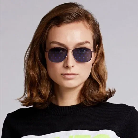 Tomas Maier Rubber Blinders Palm Tree Printed Mirrored Aviator Sunglasses $540