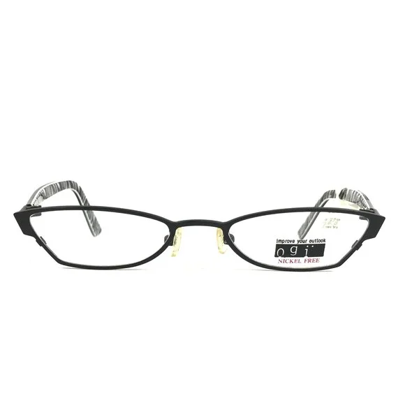 ogi Petite Eyeglasses Frames 9019 COL. 10 Black White Cat Eye Full Rim 48-18-135