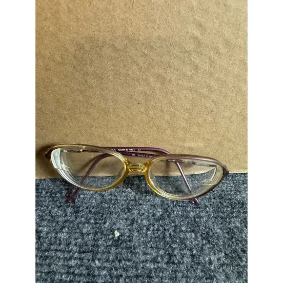 Safilo Elasta 5718 Eyeglasses Yellow Purple Oval Frames Made in Italy 135 52-18