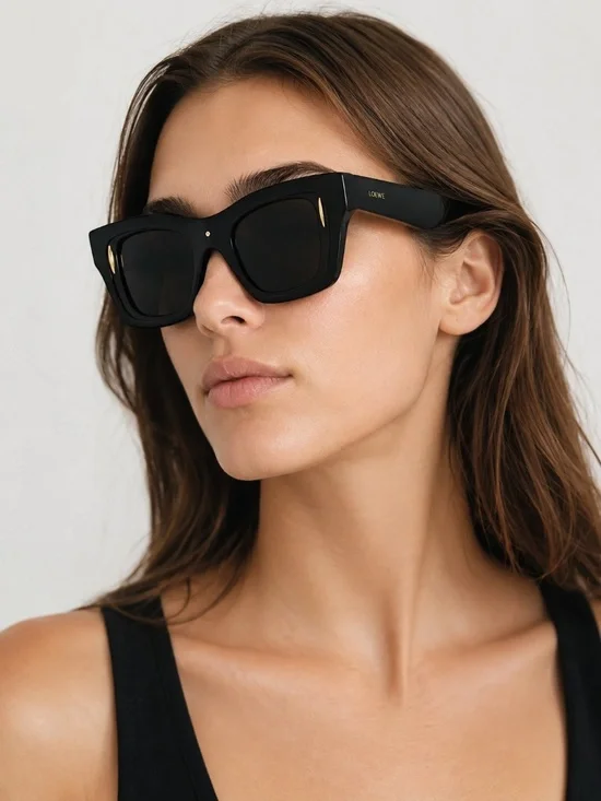 Loewe Signature Black Geometric Sunglasses, 54mm