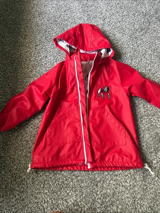 UGA Red Hooded Rain Jacket with UGA Dawg Patch