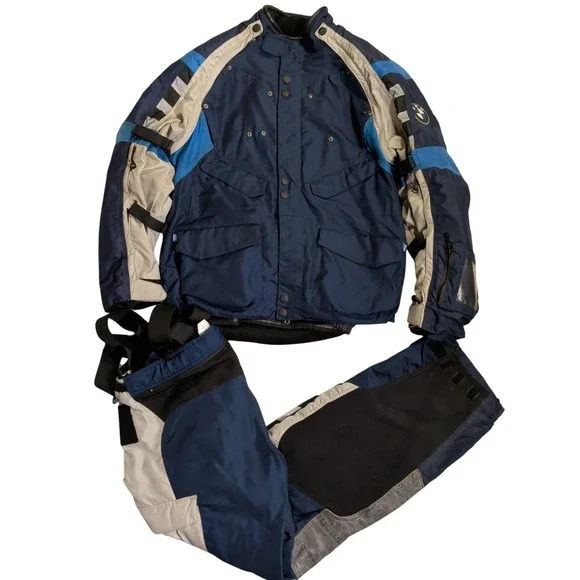 BMW Motorrad Rallye Motorcycle Jacket And Pants Set Mens Size 52R Blue Racing Ll