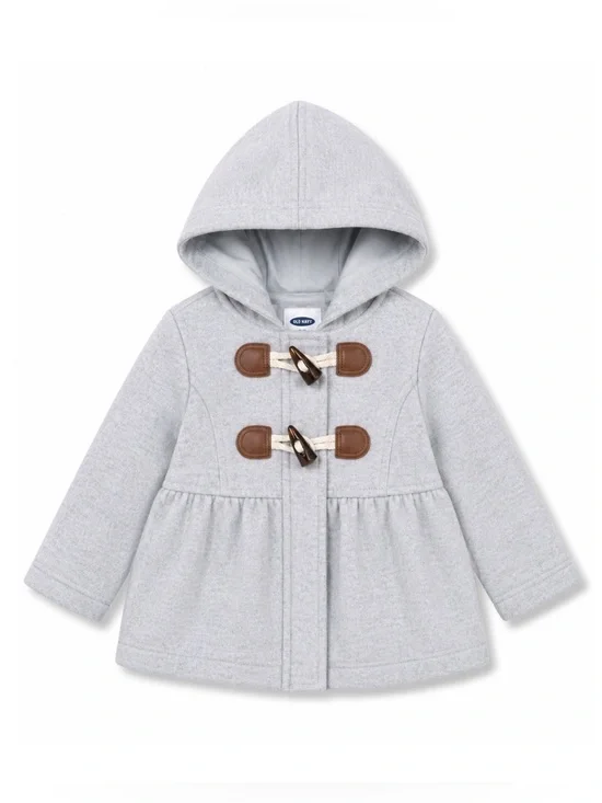 Old Navy Gray Hooded Toggle Closure Peacoat Baby Girl Size 0-3M