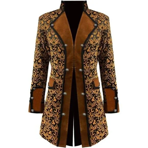 Men's Steampunk Vintage Long Tailcoat Jacket Gothic Victorian Coat