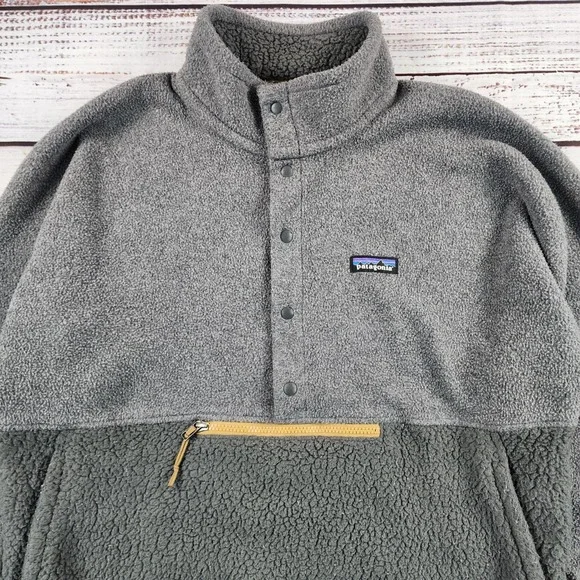 Patagonia Retro Pile Half-Snap Pullover Mens M Forge Grey Fleece Jacket 23205