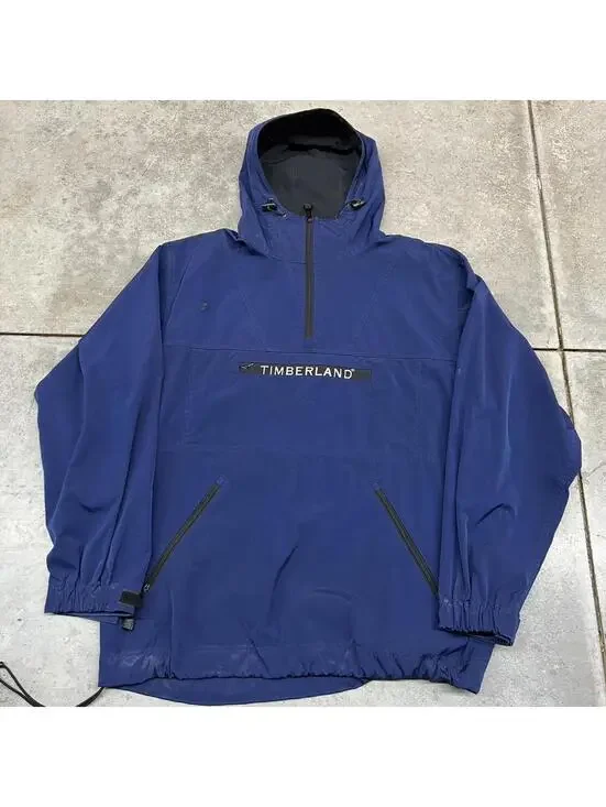 vintage timberland performance navy blue anorak jacket size medium