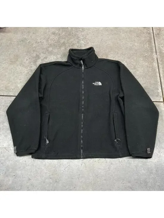 vintage the north face black full zip fleece jacket size large