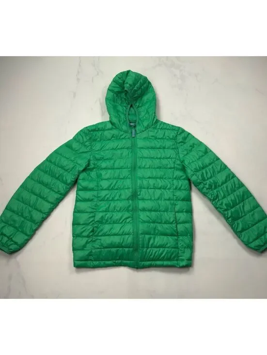 Primary Puffer Jacket Green Hooded Lightweight - Kids Size 16