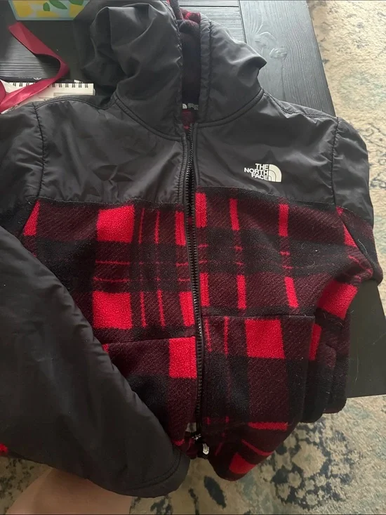 The North Face Kids Red & Black Plaid Hooded Jacket