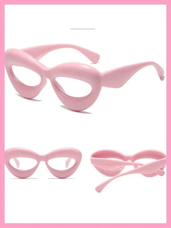 PINK CANDY COLOR‎ CLEAR LENSE WIDE CATEYE FRAME BLUE LIGHT BLOCKING GLASSES