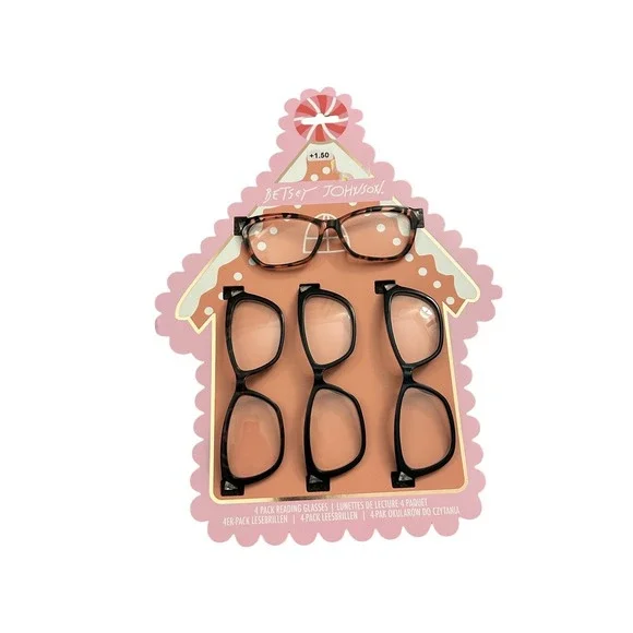 Betsey Johnson Reading Glasses Women +1.50 Multi New 4 Pack Tortoise Black‎