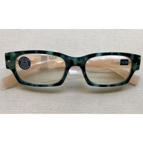 NEW IVY GREEN‎ TORTOISE TAN PEEPERS BLUE LIGHT READING GLASSES +2.25