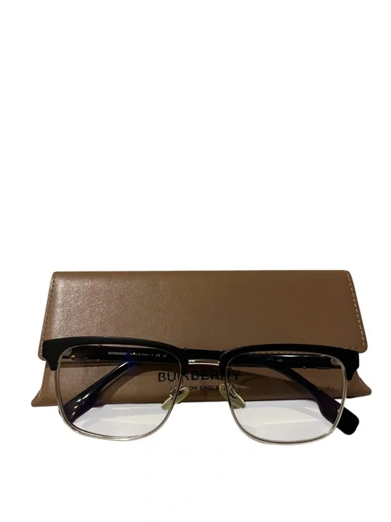 Burberry Half-Rim Eyeglasses Frame in Black and Silver