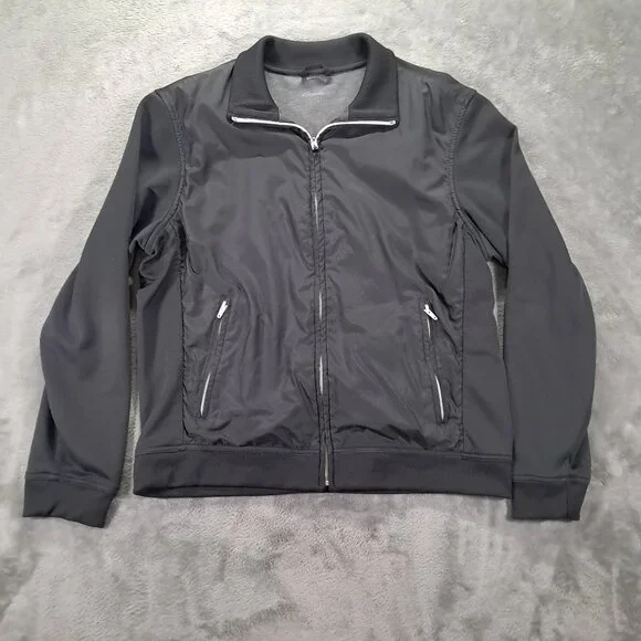 Eddie Bauer Lightweight Lined Jacket Men L Large Gray Full Zip