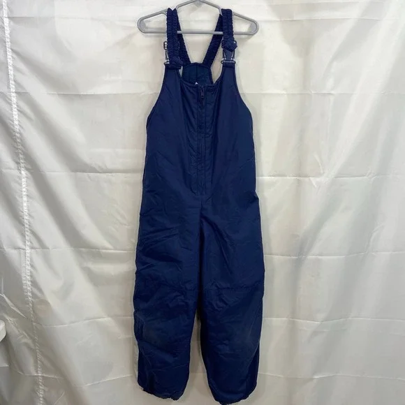 Kid's unisex blue adjustable zip waterproof insulated snowsuit pants winter gear