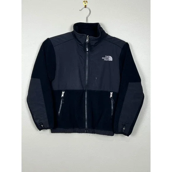 The North Face Denali Fleece Jacket Boys Small 7/8 Black Full Zip Coat NF0A34VJ