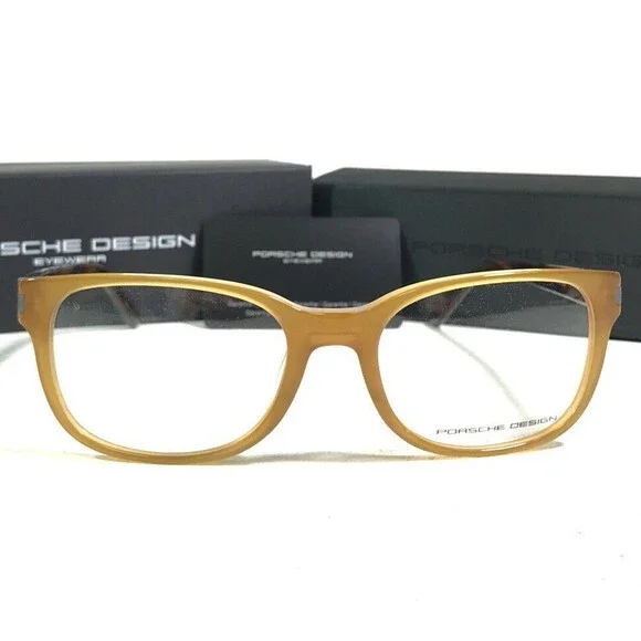 Porsche Design Eyeglasses Frames P8250 B Yellow Amber Brown Horn 55-19-140